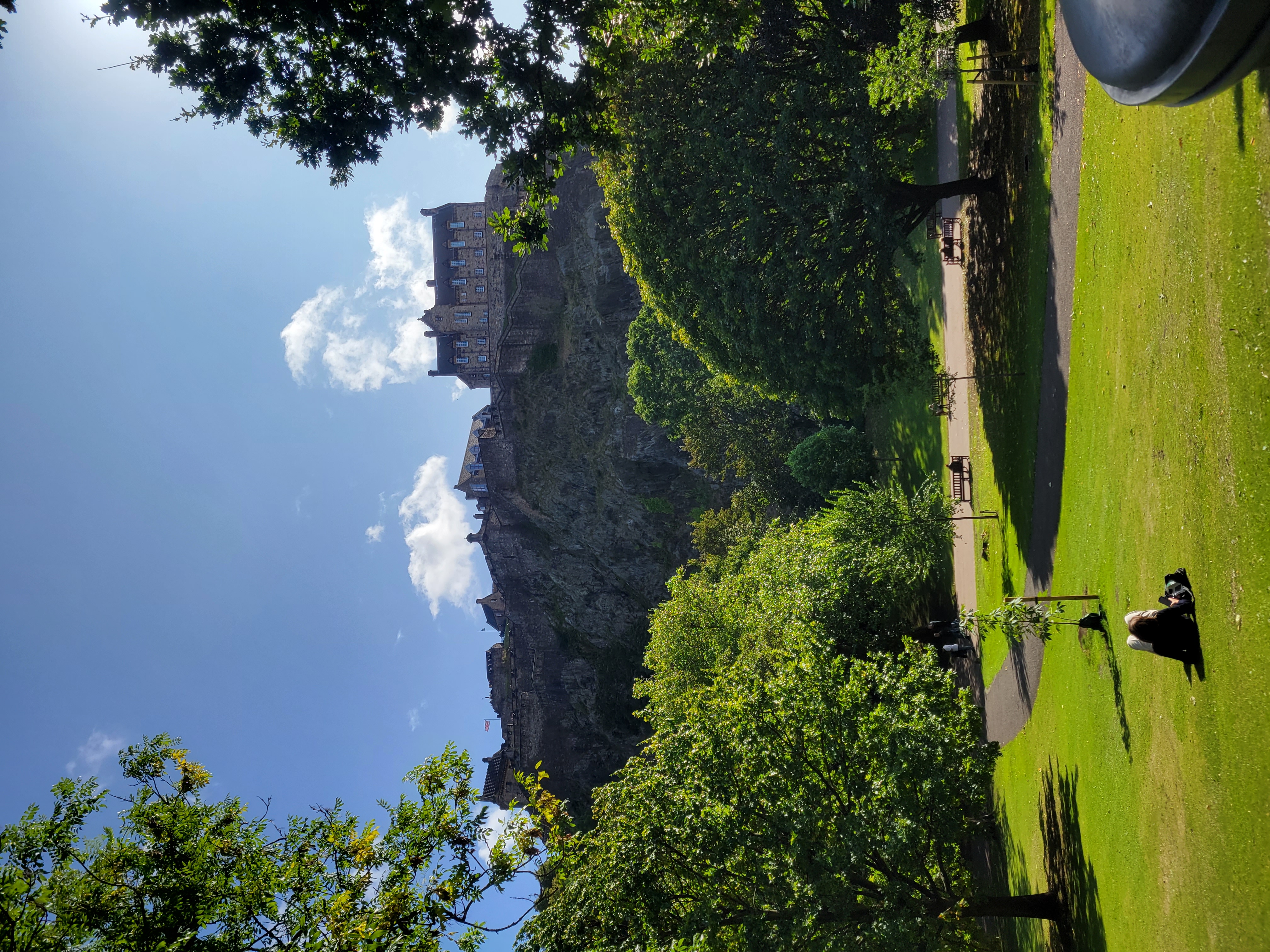 Sitting in the park under Edinburgh Castle, on a hill